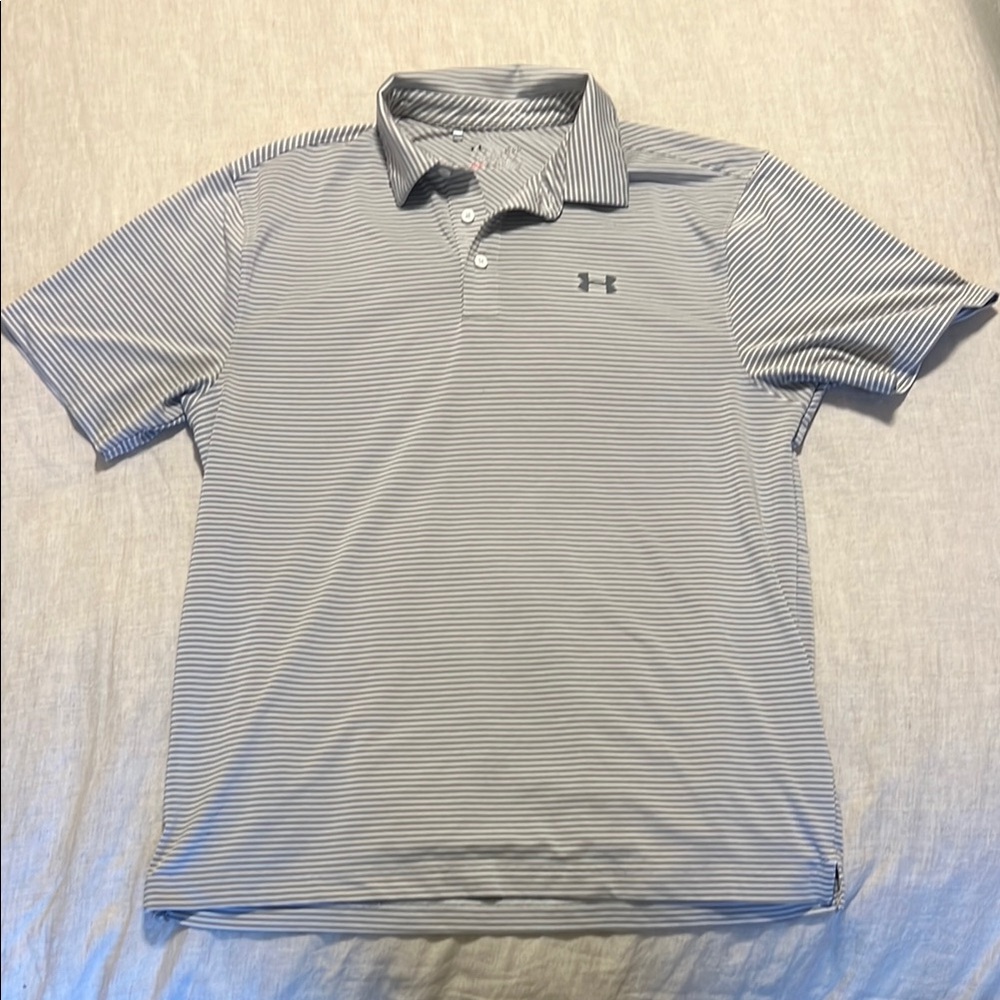 Under Armour Striped Polo Shirt - Gray